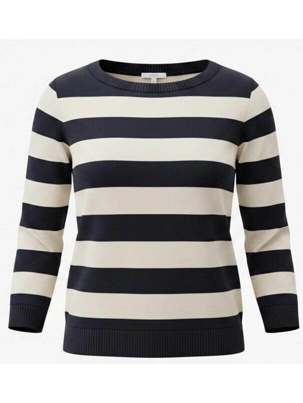 Liz Claiborne S NWOT Black Stripe 3/4 Sleeve Lightweight Knit Top Nautical Prepp